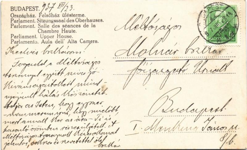 1937 Budapest V. Országház, Parlament, Felsőház ülésterme, belső - Image 2