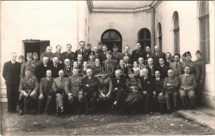 1940 Nagybánya, Baia Mare; bevonulás, katonák csoportképe / entry of the Hungarian troops, Hungarian soldiers. Foto-Simon photo + '1940 Kolozsvár visszatért' So. Stpl. (EK)