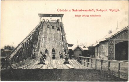 Budapest IX. Népliget, szánkó-vasút. Bayer György tulajdonos