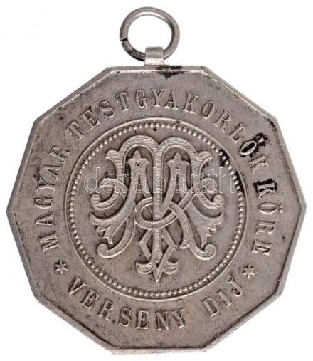 1911. 'Magyar Testgyakorlók Köre (MTK) - Verseny díj' kétoldalas, jelzett Ag díjérem füllel és függesztőkarikával, 'SGA' gyártói jelzéssel (29,41g/0.800/41x43mm) T:2