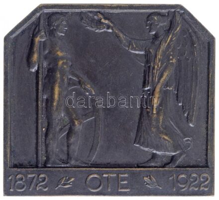 1922. '1872 OTE (Óbudai Tornaegylet) 1922' Br plakett (49x45mm) T:1- patina