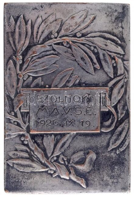 1926. 'Szolnoki M.Á.V.S.E. 1926. IX. 19.' ezüstözött Br plakett (40x60mm) T:2-