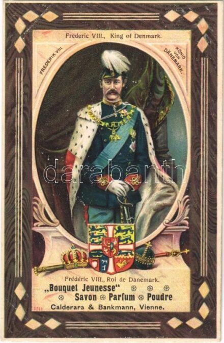 Frederic VIII, King of Denmark. 'Bouquet Jeunesse Savon, Parfum, Poudre' Calderara & Bankmann, Vienne. Art Nouveau, litho