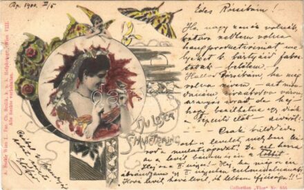 1900 Du Loser schmetterling. A. Sockl Wien I. Fec. Ch. Scolik. Collection 'Vlan' Nr. 555. / Art Nouveau lady with butterfly