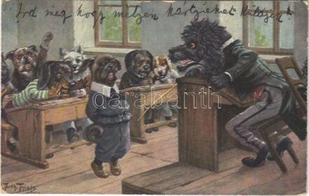 1934 Kutya iskola / Dog school. T.S.N. Serie 1672. s: Arthur Thiele