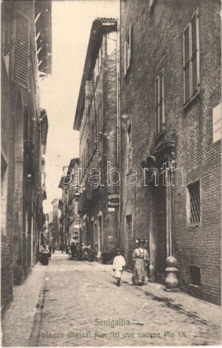 1912 Senigallia, Palazzo Mastai Ferretti ove nacque Pio IX, Fotograf Baff. / street, palace (EK)