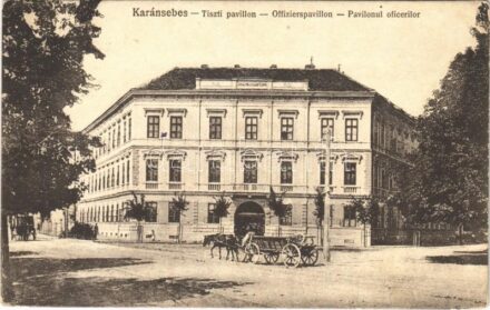 1917 Karánsebes, Caransebes; Tiszti pavilon, lovaskocsi / officers' pavilion, horse cart (EK)