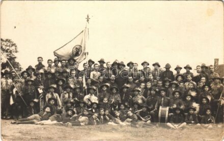 1928 Cserkész Nagygyűlés, cserkész zenekar, csoportkép / Hungarian scout group and music band. photo (fl)