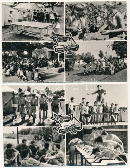 1919-1957 KISZ Önkéntes Ifjúsági Tábor; Képzőművészeti Alap Kiadóvállalat / Hungarian Young Communist League, propaganda - 2 db modern képeslap / 2 modern postcards