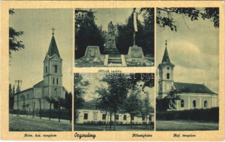 Orgovány, Római katolikus templom, Református templom, Községháza, Hősök szobra, emlékmű, Országzászló (EK)