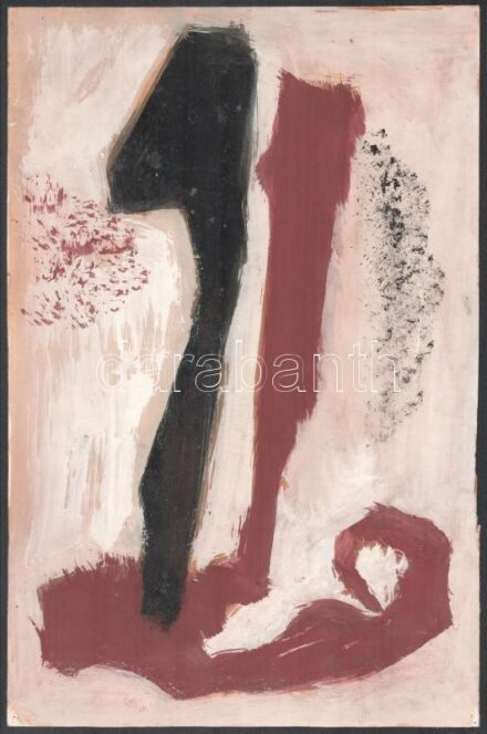Károlyi Ernő (1923-2016): Konstrukció XXIX. Olaj, papír, jelzés nélkül. 32×21 cm