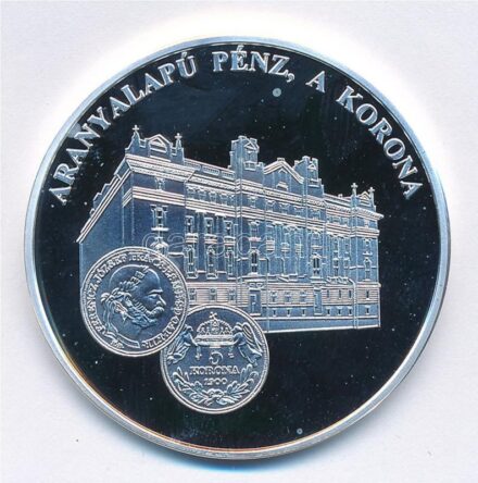 DN 'A magyar pénz krónikája - Aranyalapú pénz, a Korona' Ag emlékérem (20g/0.999/38,61mm) T:PP fo.