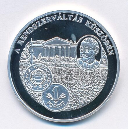 DN 'A magyar pénz krónikája - A rendszerváltás küszöbén' Ag emlékérem (20g/0.999/38,61mm) T:PP fo.