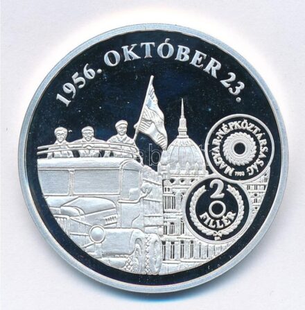 DN 'A magyar pénz krónikája - 1956. október 23.' Ag emlékérem (20g/0.999/38,61mm) T:PP ujjlenyomat