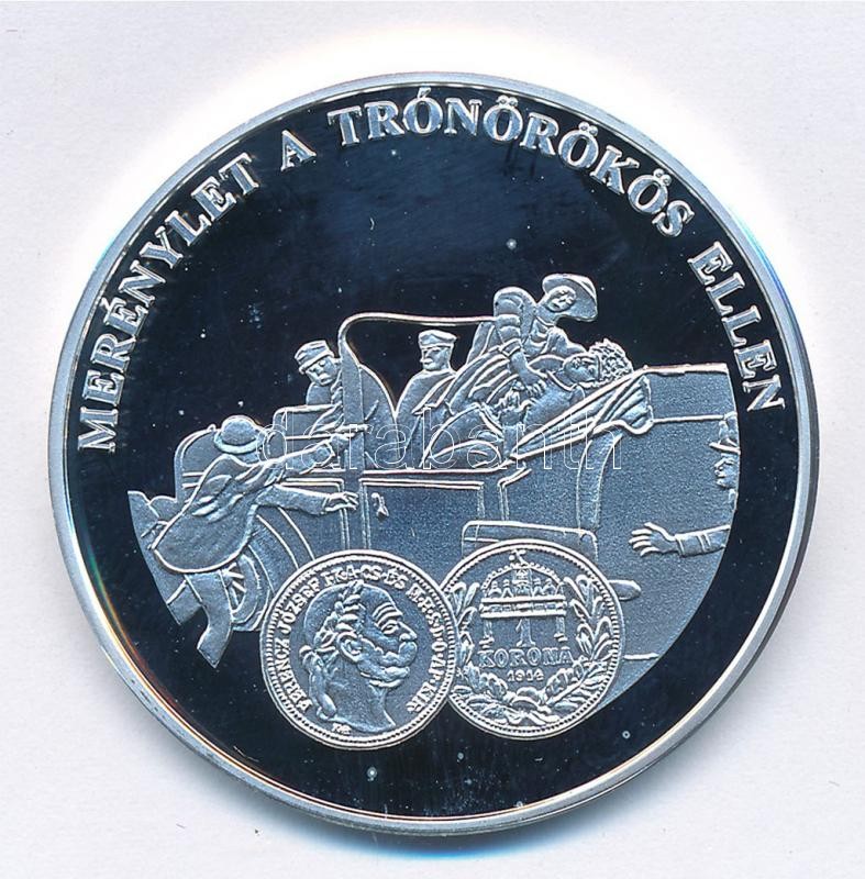 DN 'A magyar pénz krónikája - Merénylet a trónörökös ellen' Ag emlékérem (20g/0.999/38,61mm) T:PP kis fo.