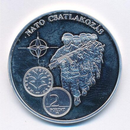 DN 'A magyar pénz krónikája - NATO csatlakozás' Ag emlékérem (20g/0.999/38,61mm) T:1 (eredetileg PP)