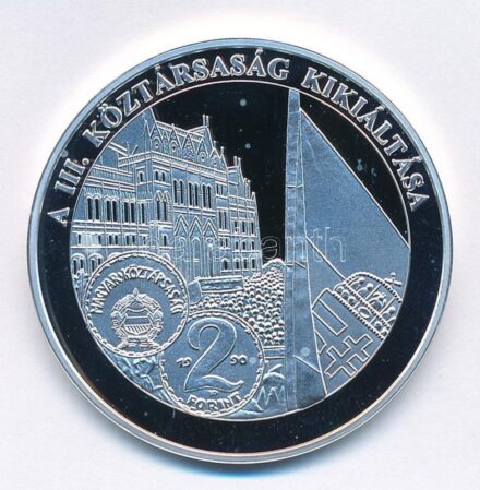 DN 'A magyar pénz krónikája - A III. Köztársaság kikiáltása' Ag emlékérem (20g/0.999/38,61mm) T:PP fo.