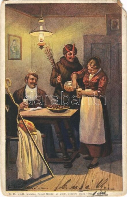 1903 Krampus art postcard. Rafael Neuber S. 45. s: E. Döcker jun. (EM)