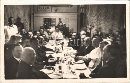 1930 Budapest V. Posch étterem belső. Váci utca 38. Hátoldalon a tulajdonos levele és aláírása. photo