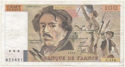 Franciaország 1986. 100Fr T:III tűly. France 1986. 100 Francs C:F needle hole Krause 152.b
