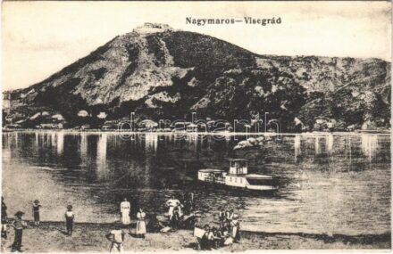 Nagymaros, Visegrádi vár, Duna-part, gőzhajó. Birkl József kiadása (r)