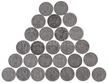 Ausztria 1893-1911. 10h Ni (27db, 7xklf) T:2-,3 Austria 1893-1911. 10 Heller Ni (27pcs, 7xdiff) C:VF,F Krause KM#2802