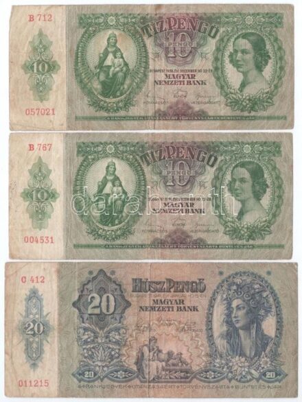 7db-os vegyes pengő bankjegy tétel T:III,