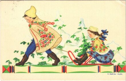 1946 Magyar folklór művészlap / Hungarian folklore art postcard s: H. Morvay Klári (EK)