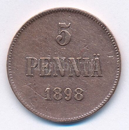Finnország 1898. 5p Cu T:2-,3 Finland 1898. 5 Pennia Cu C:VF,F Krause KM#15