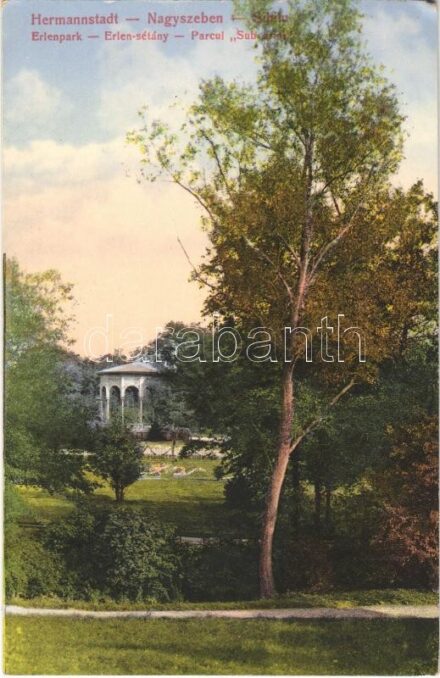 1912 Nagyszeben, Hermannstadt, Sibiu; Erlen sétány / park
