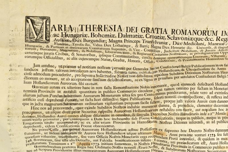 1772 Mária Terézia rendeletének latin nyelvű hirdetménye, hajtva - Image 2