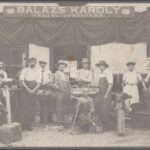 cca 1900 Budapest, Práter utca 32., Balázs Károly Kész Bútor Raktára, kartonra kasírozott fotó, sérült karton, 16×22 cm - Image 3