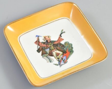 Walbazyc - Zbósnicki lengyel porcelán tálka. Matricás, jelzett, hibátlan 13x13 cm
