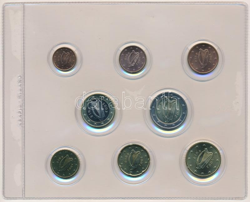 Írország 2002. 1c-2E (8xklf) forgalmi sor, olasz és angol nyelvű leírással T:1- Írország 2002. 1 Cent - 2 Euro (8xdiff) coin set with english and italian description C:AU - Image 3