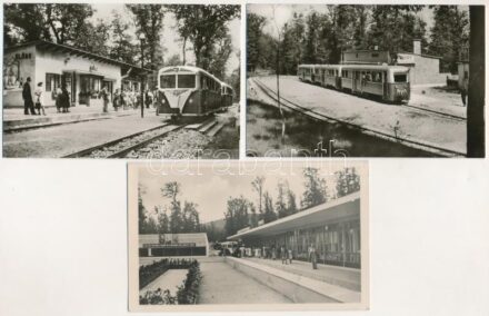Budapest, Úttörővasutak (Hárshegyi, Hűvösvölgyi és Előre vasútállomások) - 3 db modern képeslap (Képzőművészeti Alap Kiadóvállalat)