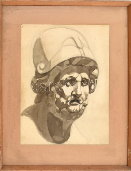 Jelzés nélkül: Tanulmány. Ceruza, lavírozott tus, papír. Üvegezett, kissé kopott fa keretben. 35,5x26 cm