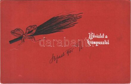 1905 Üdvözlet a Krampusztól / Greetings from Krampus. Emb. litho (EK)