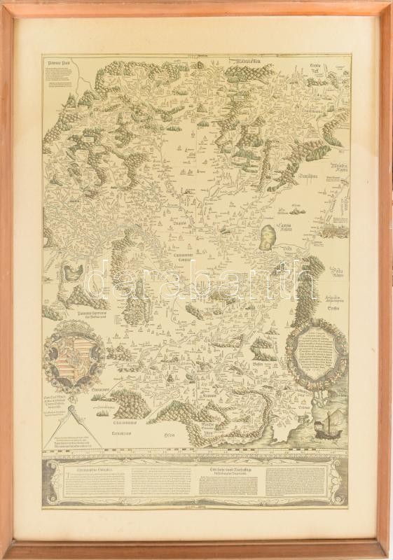 Magyarország, régi térkép reprintje, 78x54 cm, üvegezett fa keretben