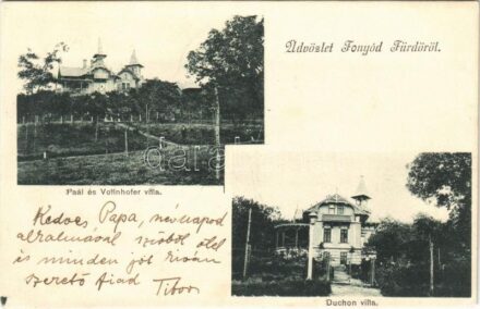 1904 Fonyód fürdő, Paál, Vollnhofer és Duchon villa. Gerő Zsigmond kiadása