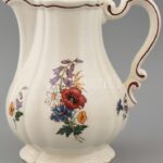Sarreguemines fajansz teáskanna, kiöntő. Levonóképes, jelzett, hibátlan. 23 cm
