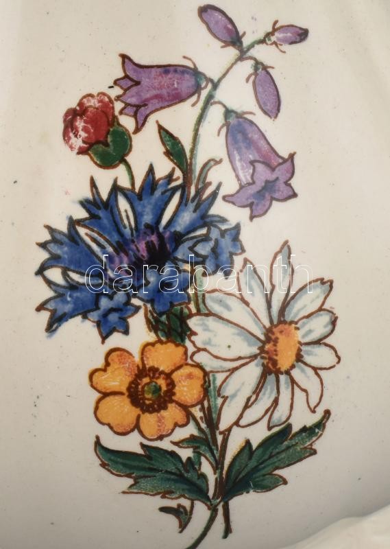 Sarreguemines fajansz teáskanna, kiöntő. Levonóképes, jelzett, hibátlan. 23 cm - Image 4