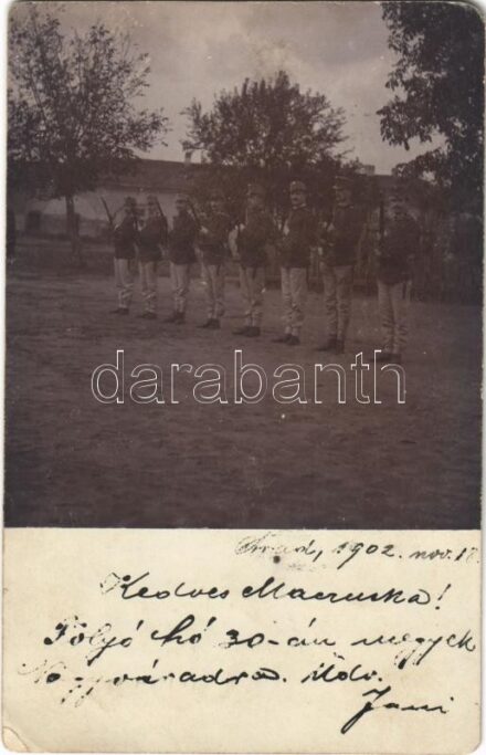 1902 Arad, katonák fegyverrel / soldiers with guns. photo (EK)