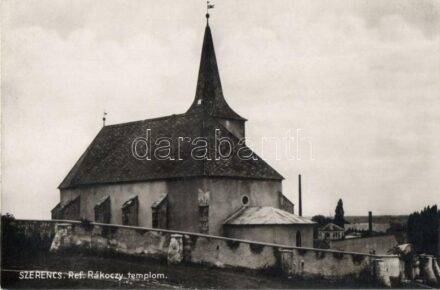 1933 Szerencs, Református Rákóczi templom + 'SÁTORALJAÚJHELY-BUDAPEST 33' mozgóposta
