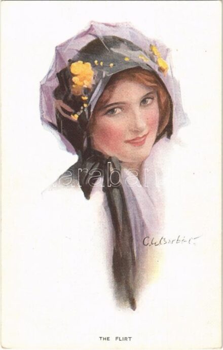 1914 'The Flirt' Lady art postcard. The Carlton Publishing Co. Series No. 709/6. s: C.W. Barber