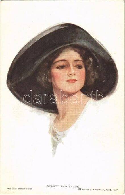 'Beauty and Value' Lady art postcard. Reinthal & Newman No. 262. s: Harrison Fisher