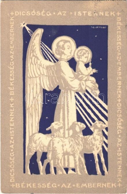 1949 Dicsőség az Istennek, békesség az embernek! Ferences Missziók Központja kiadása / Hungarian religious art postcard s: Márton L. (EB)