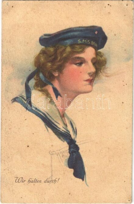 Wir halten durch! / lady in mariner uniform. WSSB Serie 5177. s: Barber (lyukak / pinholes)