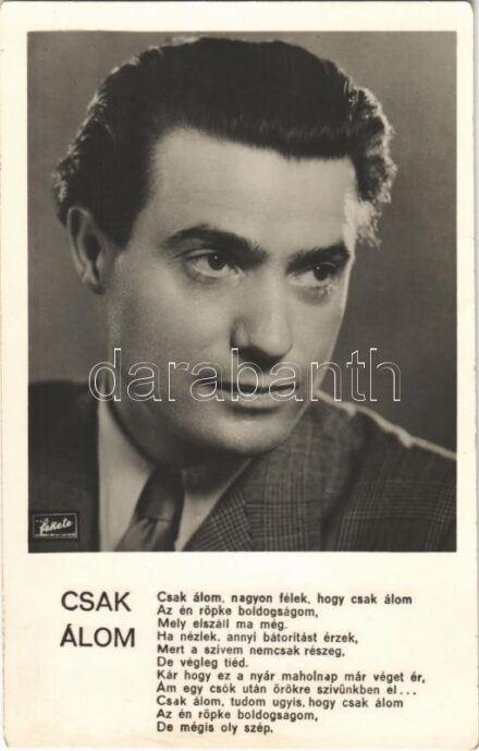 Sárdy János filmszerenádja 'Csak álom...' De Fries Károly verse és zenéje. Fekete Műterem felvétele