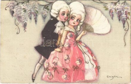1927 Romantic couple. Italian art postcard. Ballerini & Fratini 176. s: Chiostri (EK)