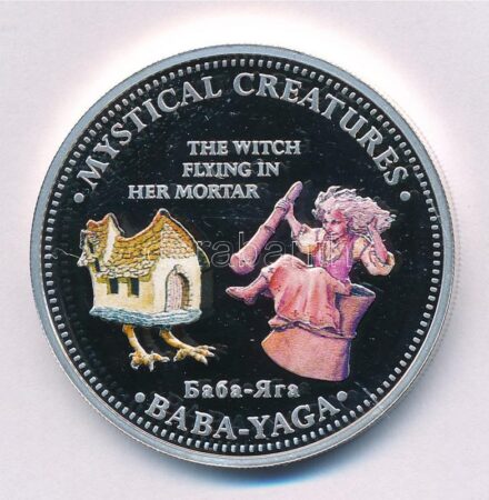 Cook-szigetek 2009. 1$ ezüstözött Cu 'Baba Yaga' részben festett, tanúsítvánnyal T:PP Cook Islands 2009. 1 Dollar silver plated Cu 'Baba Yaga' partially painted with certificate C:PP